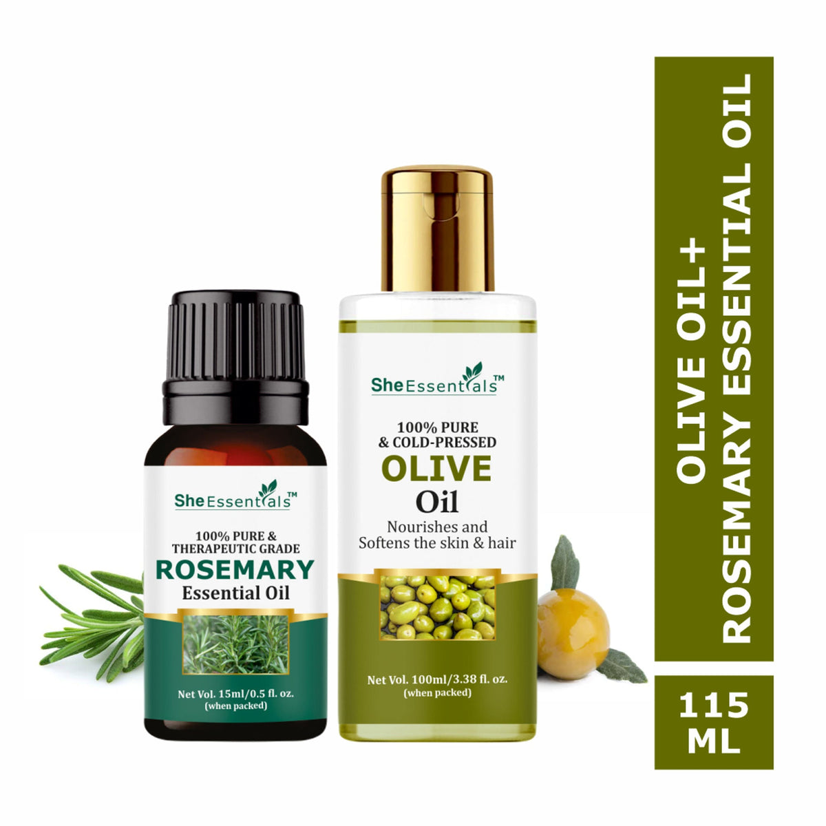 She Essentials Olive Oil & Rosemary Essential Oil For Hair Growth | Grocsy