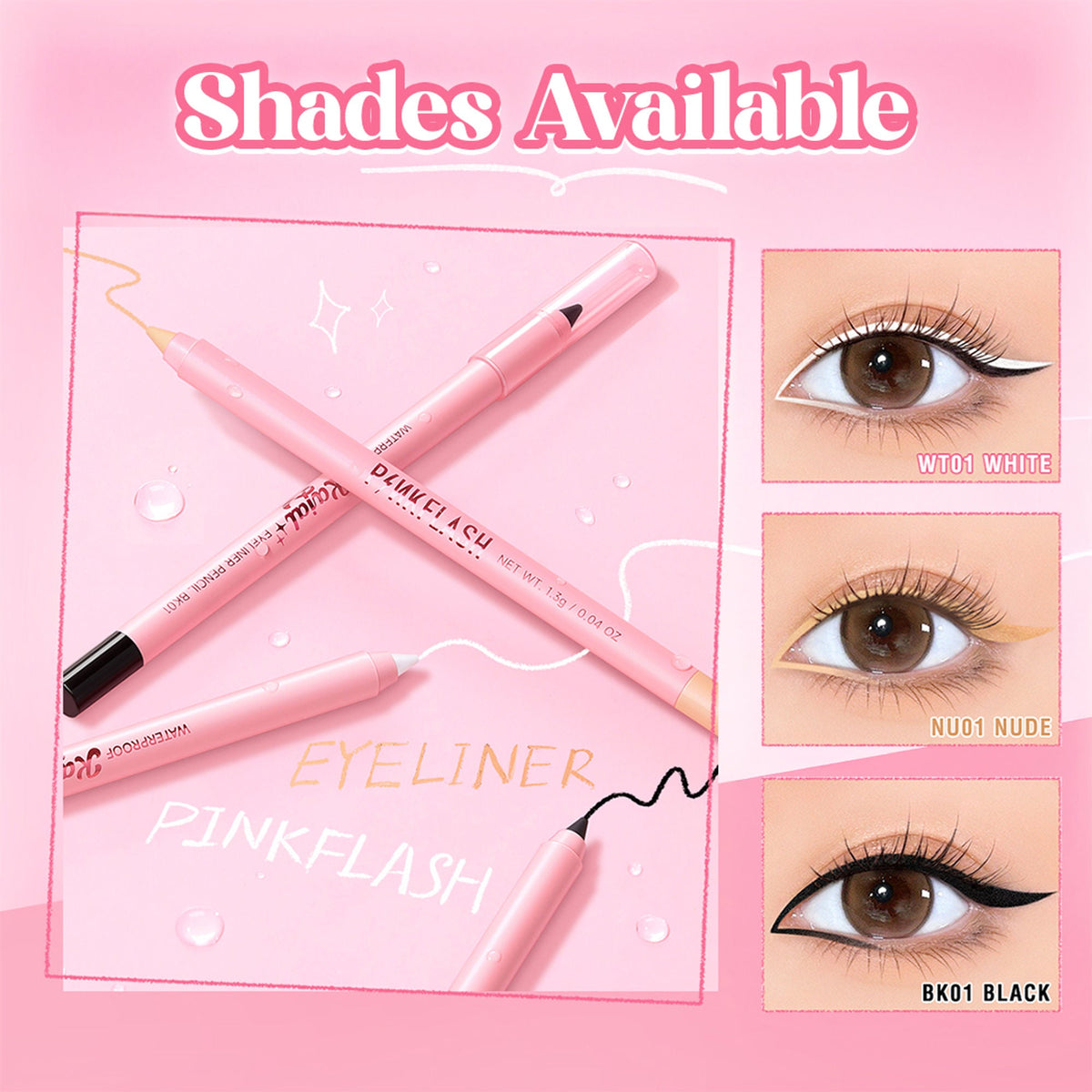 PINKFLASH Waterproof Kajal Eyeliner Pencil - Wt01 White | Grocsy