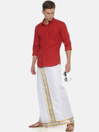 Sethukrishna Men White Solid Double Layer Readymade Pocket Dhoti | Grocsy