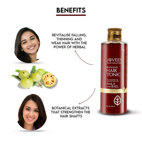 Jovees Revitalising Amla & Bael Hair Tonic For Long, Strong & Thick Hair | Grocsy