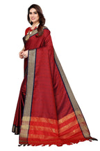 Vamika Weaving Maroon Cotton Silk Saree | Grocsy