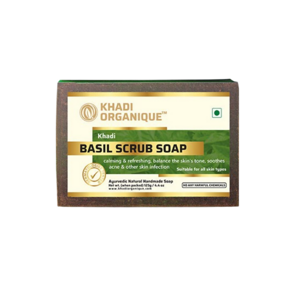 Khadi Organique Basil Scrub Soap | Grocsy