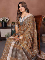Aastha Fashion Mustard Linen Weaving Saree | Grocsy