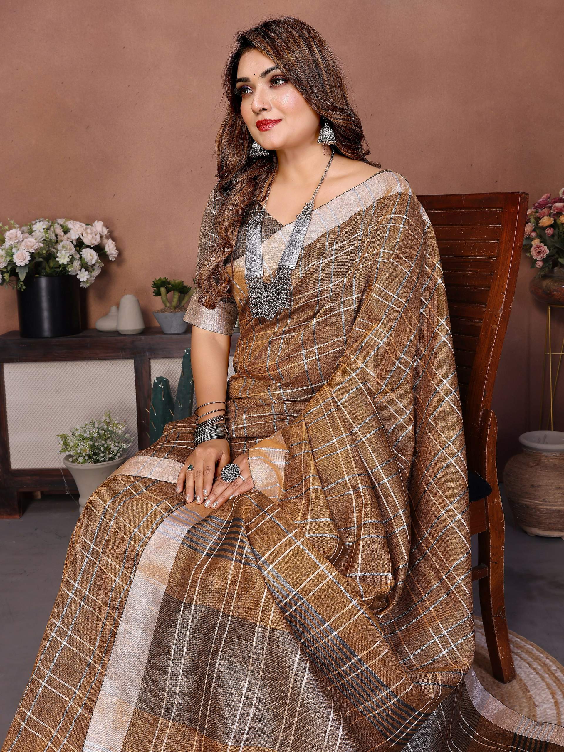 Aastha Fashion Mustard Linen Weaving Saree | Grocsy