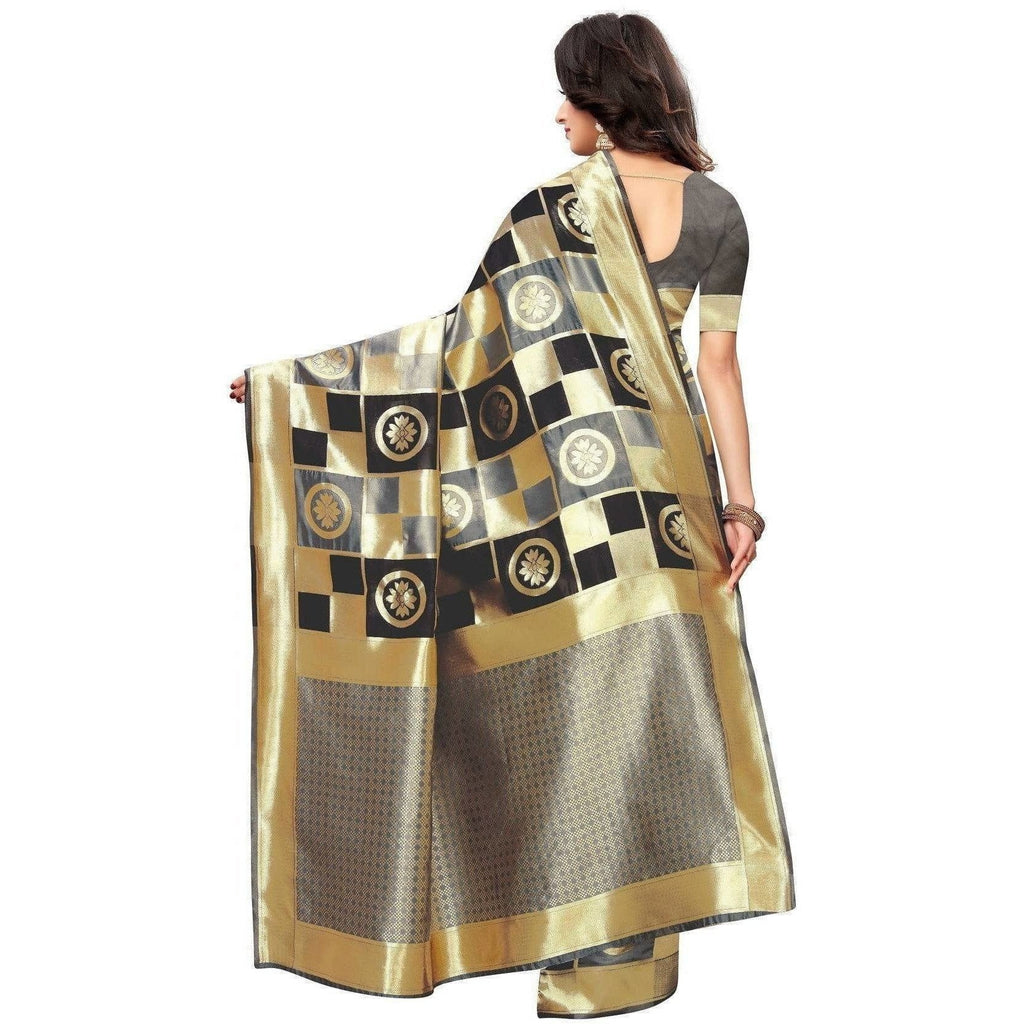 Vamika Banarasi Jaquard Grey Weaving Saree (Banarasi 24) | Grocsy