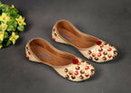Tiny Bugs Girls Ethnic Floral Embroidered Juttis - Beige | Grocsy