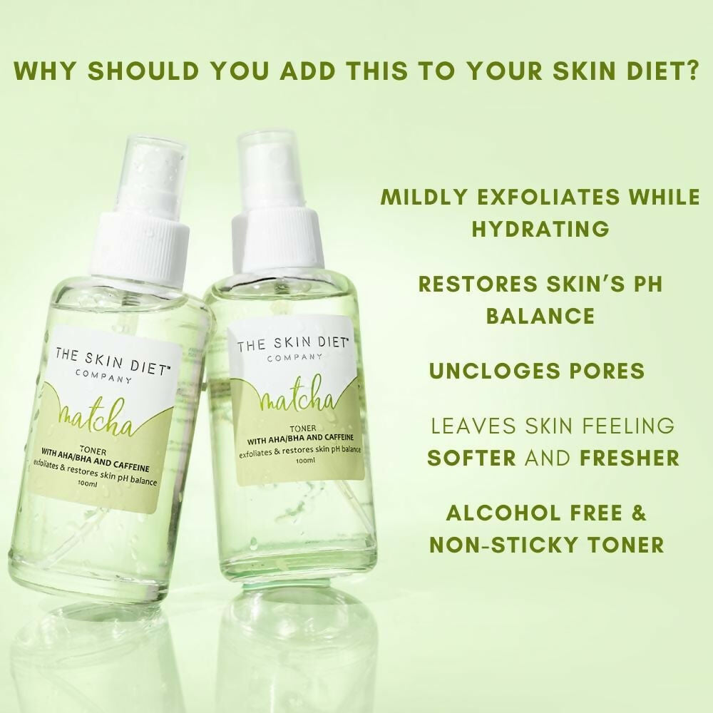 The Skin Diet Company Matcha Green Tea Toner Hydrates, Clarifies Pores, Alcohol-Free, For Oily Skin | Grocsy