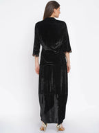 Women Republic Black Velvet Embroiderd Koti With Dhoti Pants | Grocsy