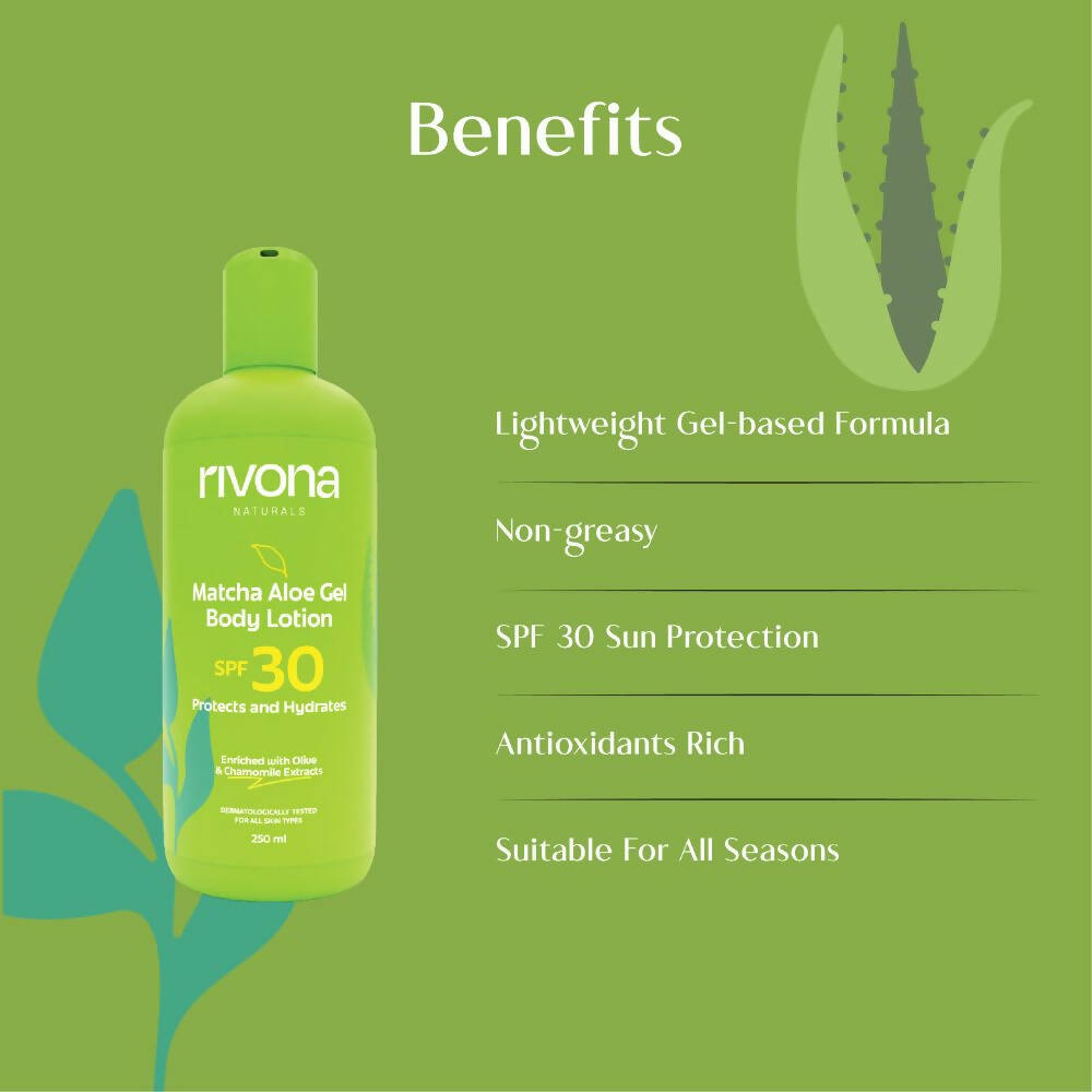 Rivona Naturals Matcha Aloe Gel Body Lotion with SPF 30 | Grocsy