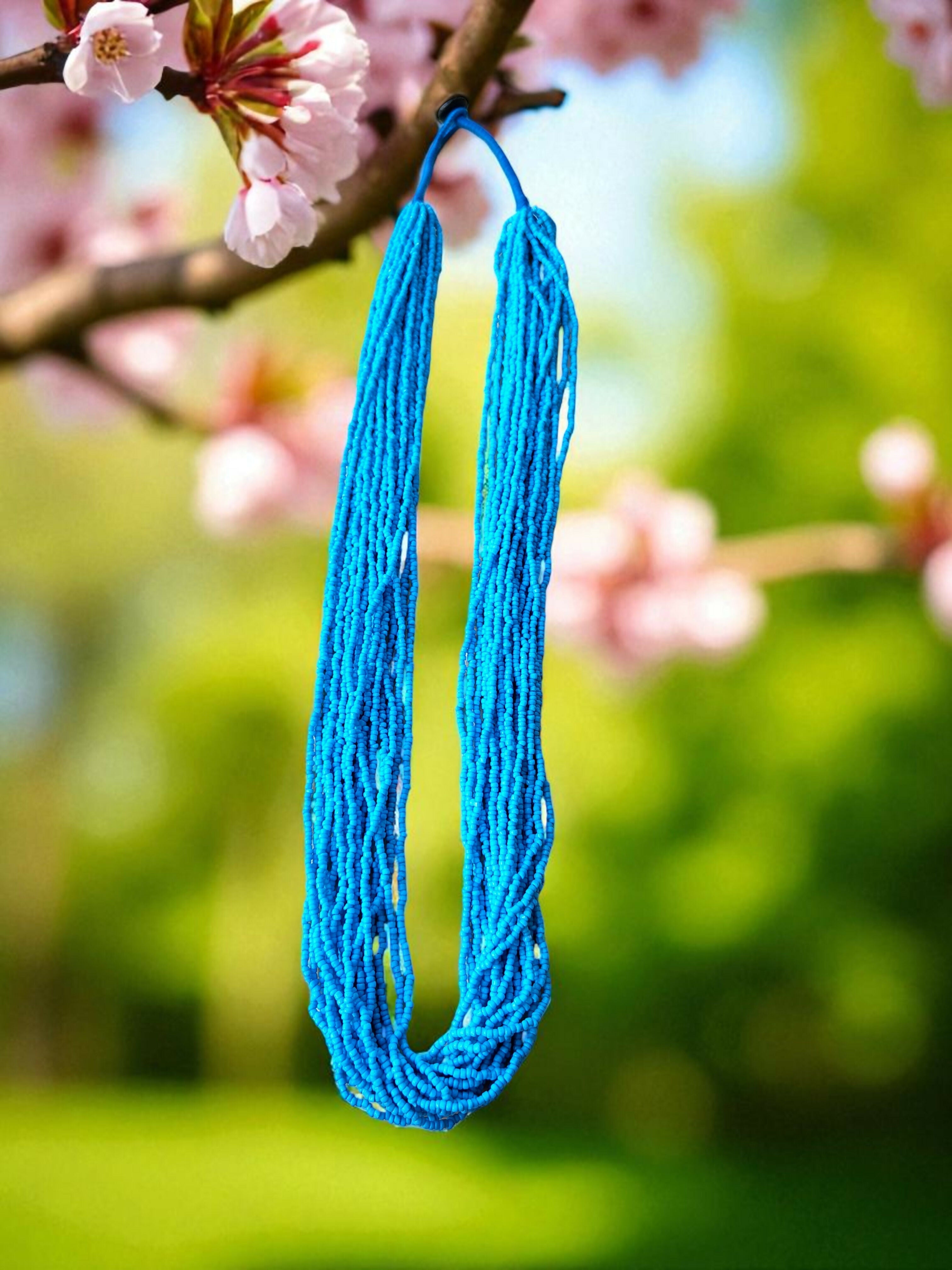 Inhanns Rangsaaz 20-Layer Luxe Long Beaded Only Necklace - Sky Blue Only Necklace | Grocsy