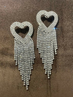 Partywear Zircoin Silver Heart Danglers By House of Ree - Swadesiicart