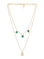 Ruby Raang Gold Kundan and Green Stone Layered Necklace | Grocsy