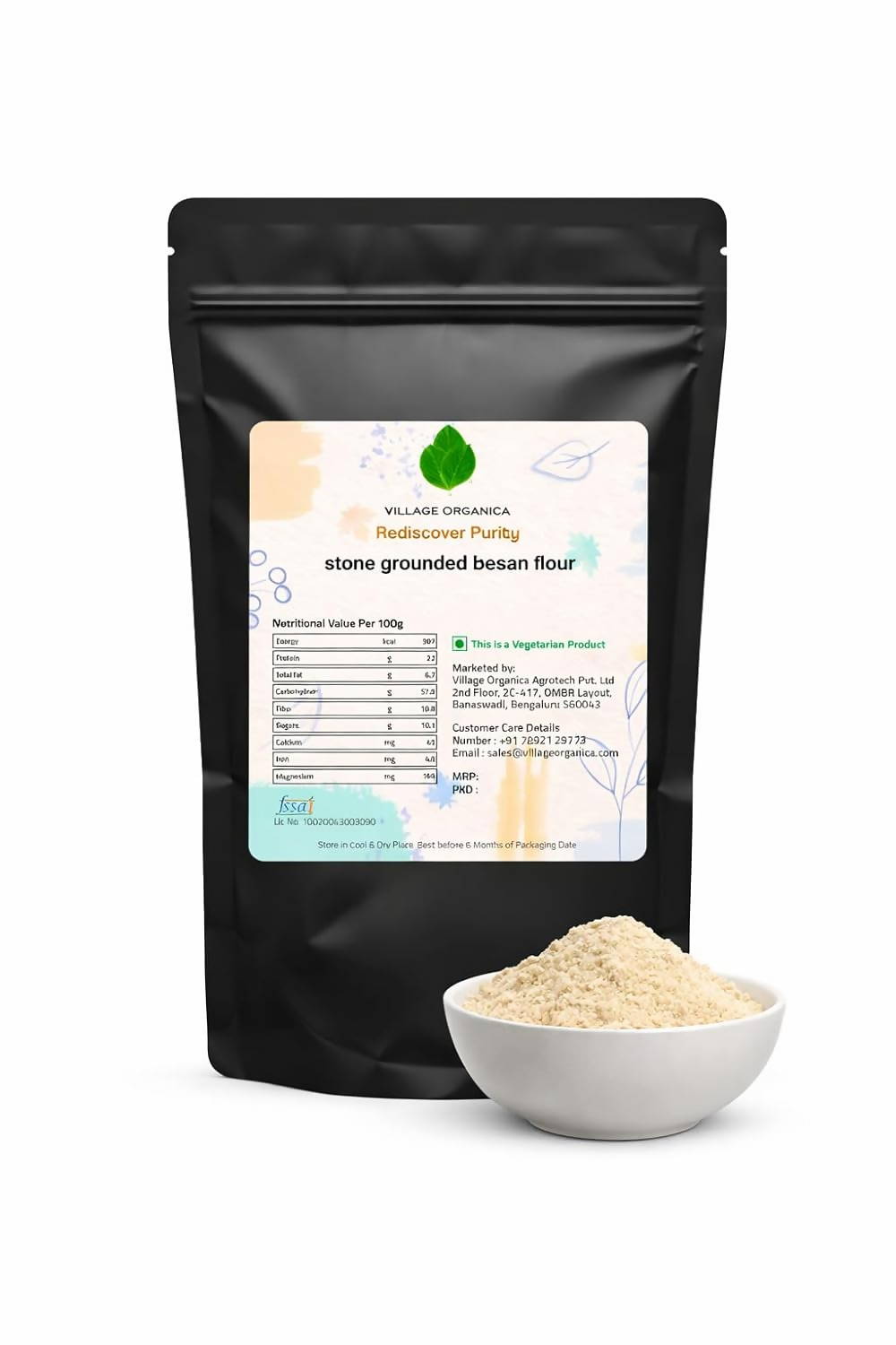 Village-Organica Besan Stone Grounded Unpolished Gram Flour | Grocsy