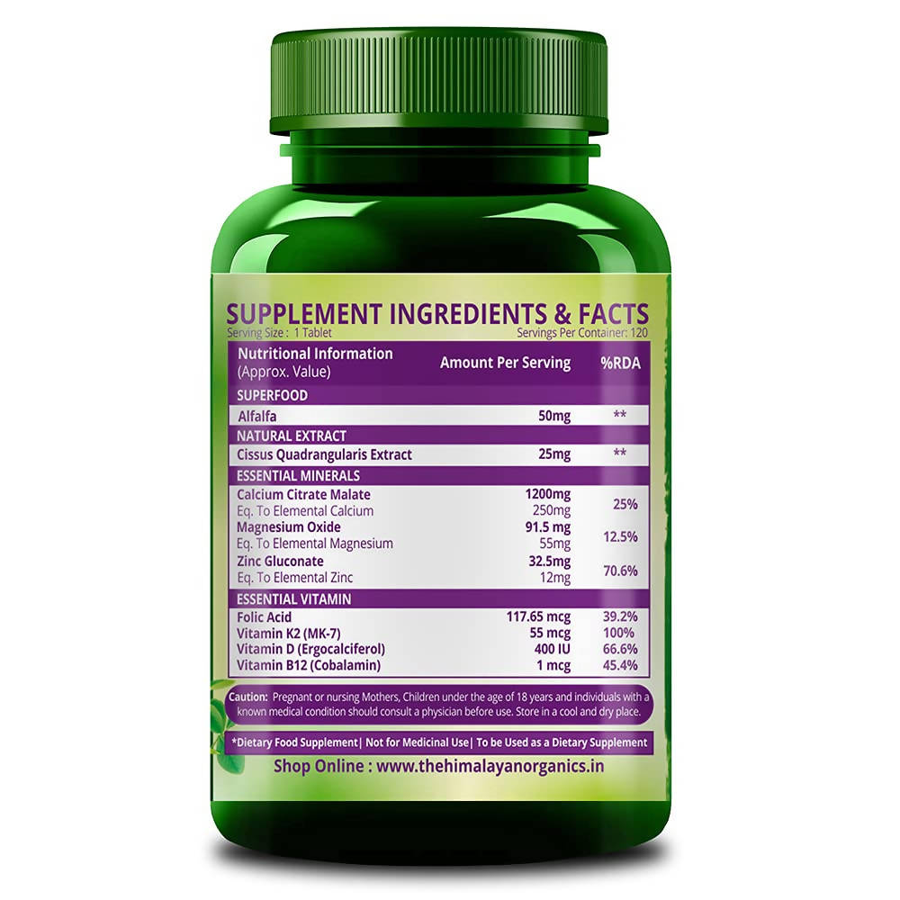 Himalayan Organics Alfalfa + Calcium Citrate Malate 1200mg Tablets | Grocsy