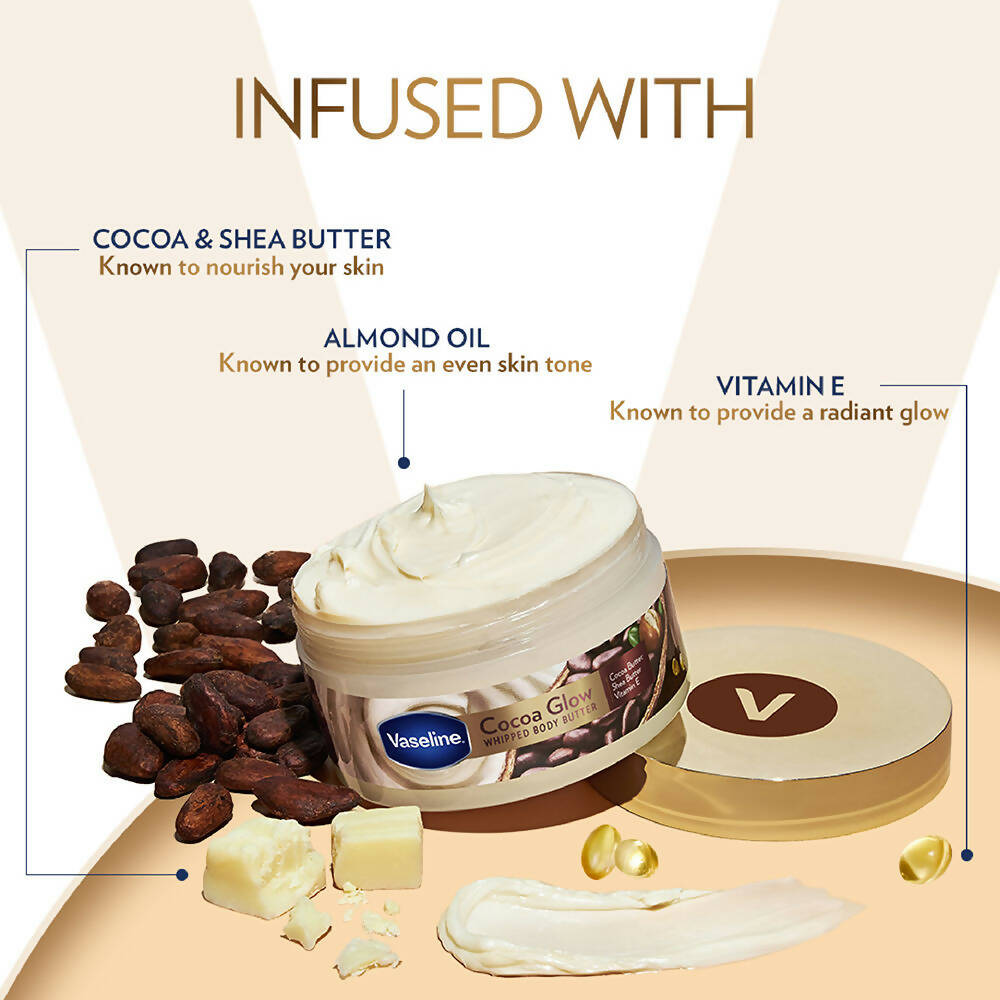 Vaseline Cocoa Glow Whipped Body Butter | Grocsy