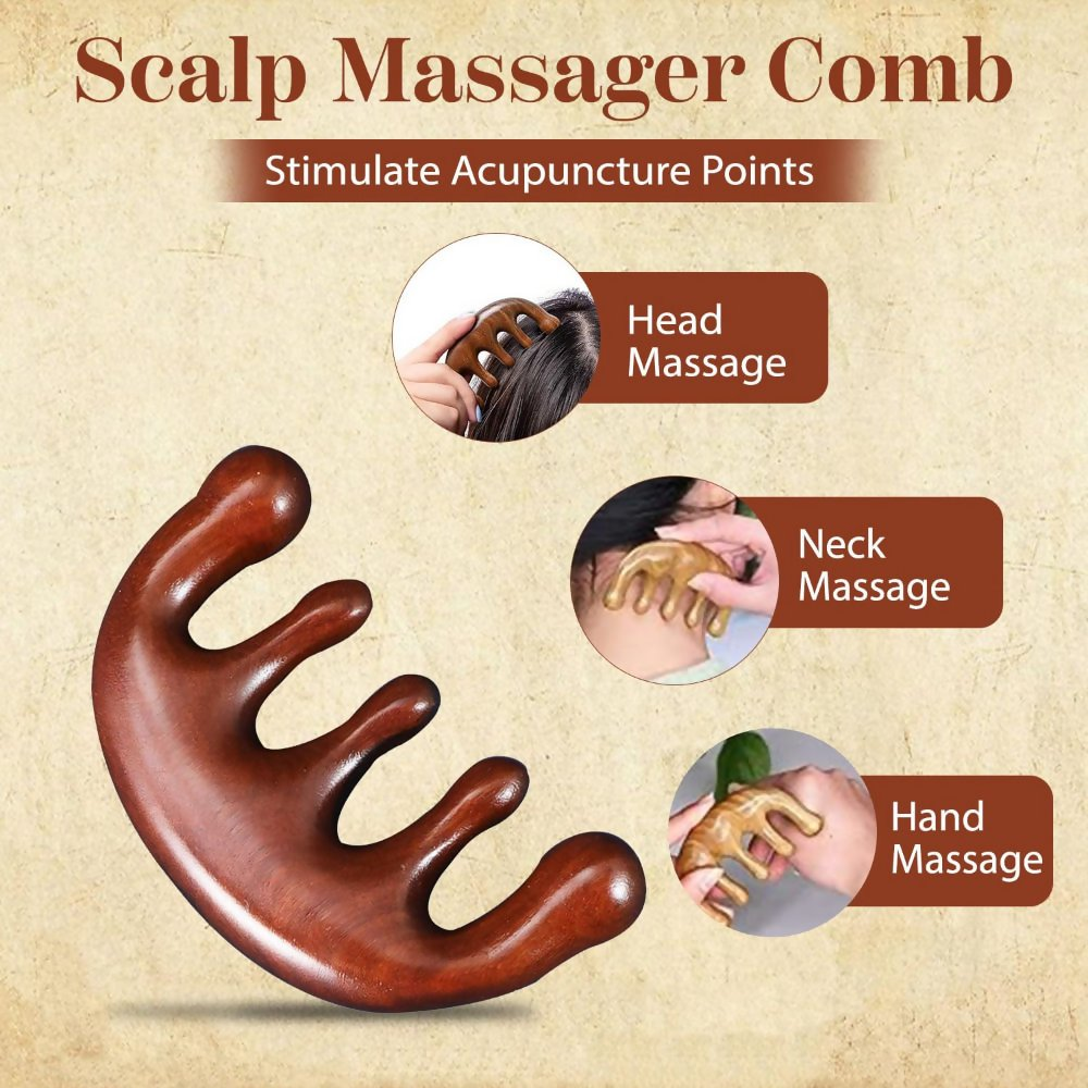 Bronson Professional Wooden Scalp Massager Comb Gua Sha For Hair Growth | Grocsy