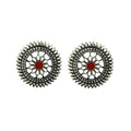 Tiaraa Red Alloy Silver Oxidised Stud Fashion Earrings