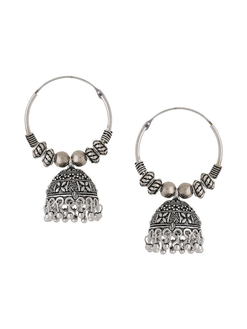 NVR Women Silver-Plated Contemporary Jhumkas Earrings | Grocsy