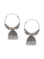 NVR Women Silver-Plated Contemporary Jhumkas Earrings | Grocsy