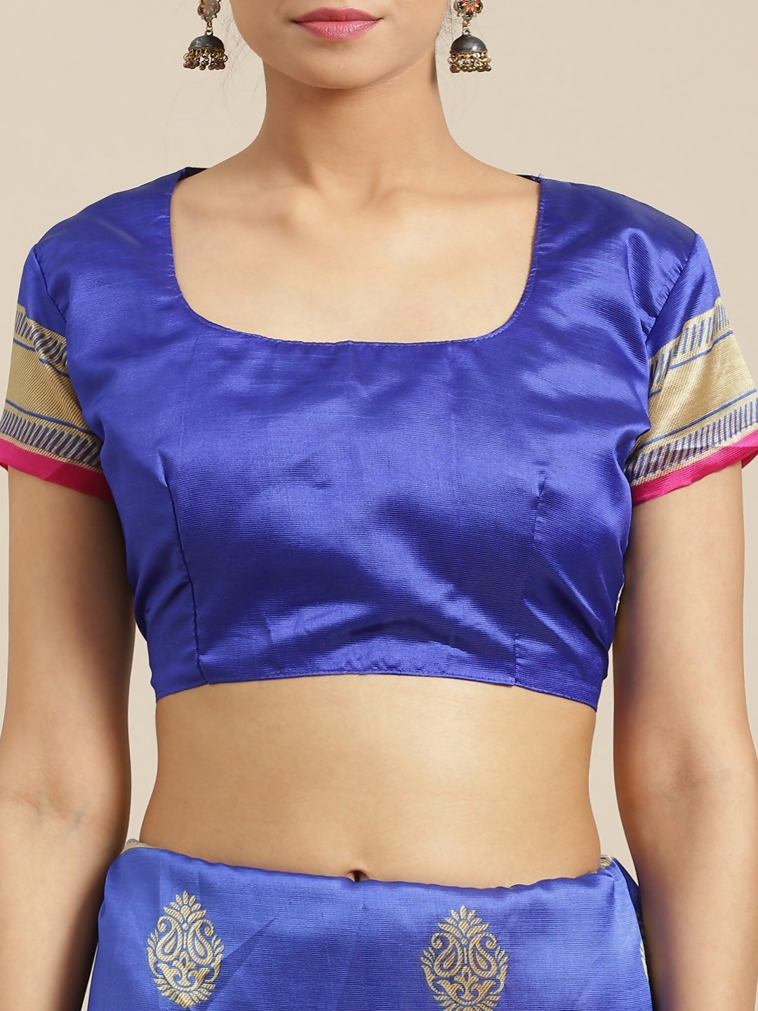 Saree Mall Pink & Blue Paisley Print Half & Half Saree | Grocsy