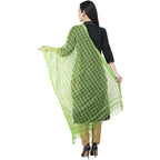 A R Silk Cotton Square Regular Dupatta Parrot Green Color Dupatta or Chunni | Grocsy