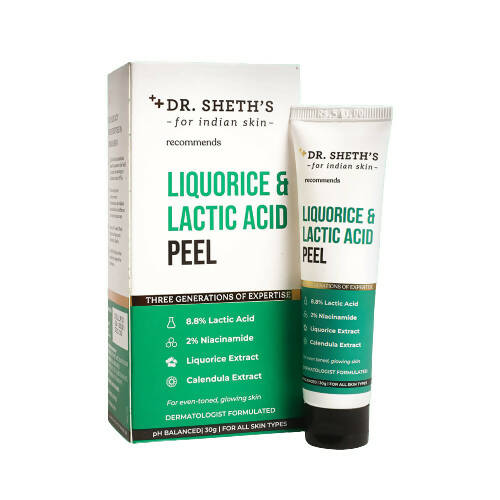 Dr. Sheth's Liquorice & Lactic Acid Peel Mask For Even-Toned, Glowing Skin With 2% Niacinamide Calendula Extract, AHA Peeling Solution | Grocsy