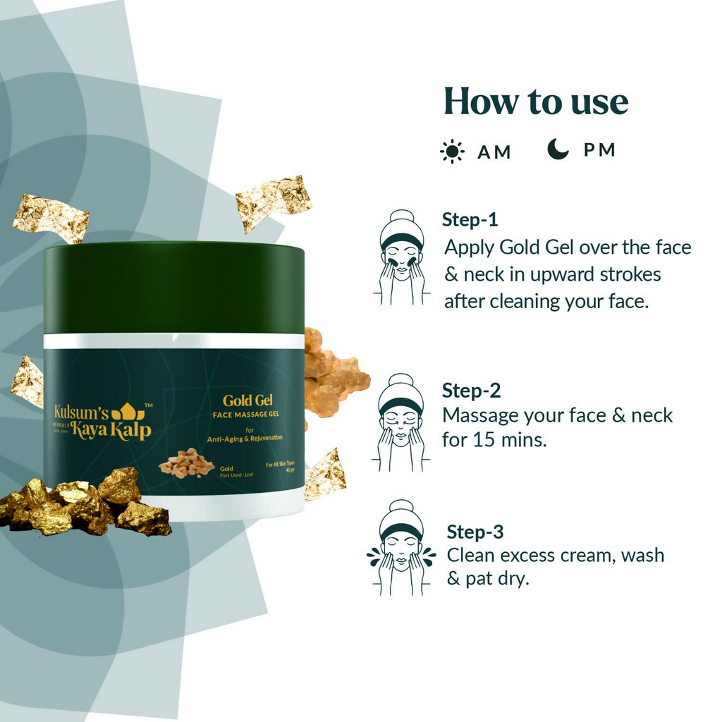 Kulsum's Kaya Kalp Gold Face Massage Gel For All Skin Types | Grocsy