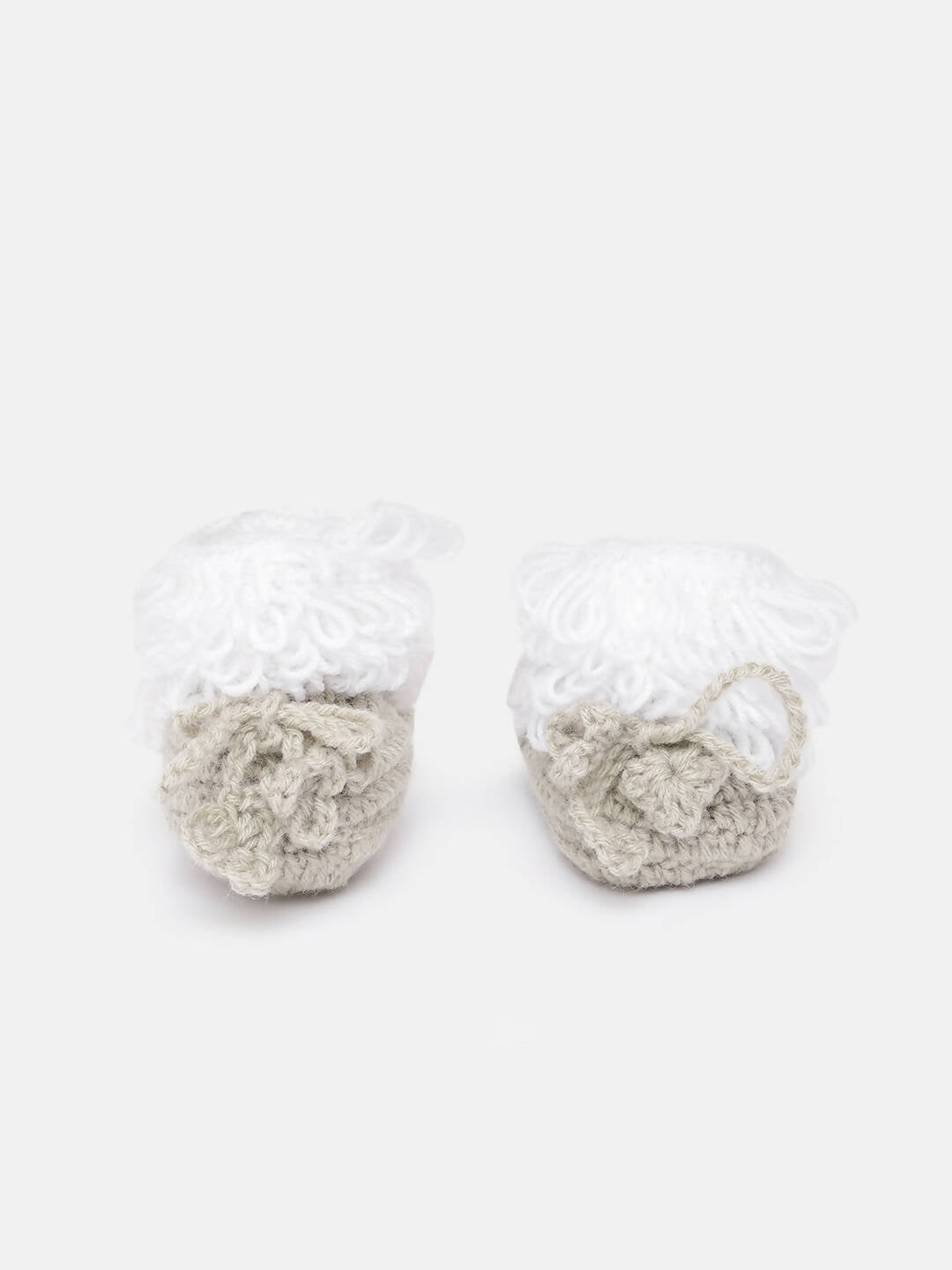 Chutput Kids Woollen Hand Knitted Animal Detailed Booties - Grey | Grocsy
