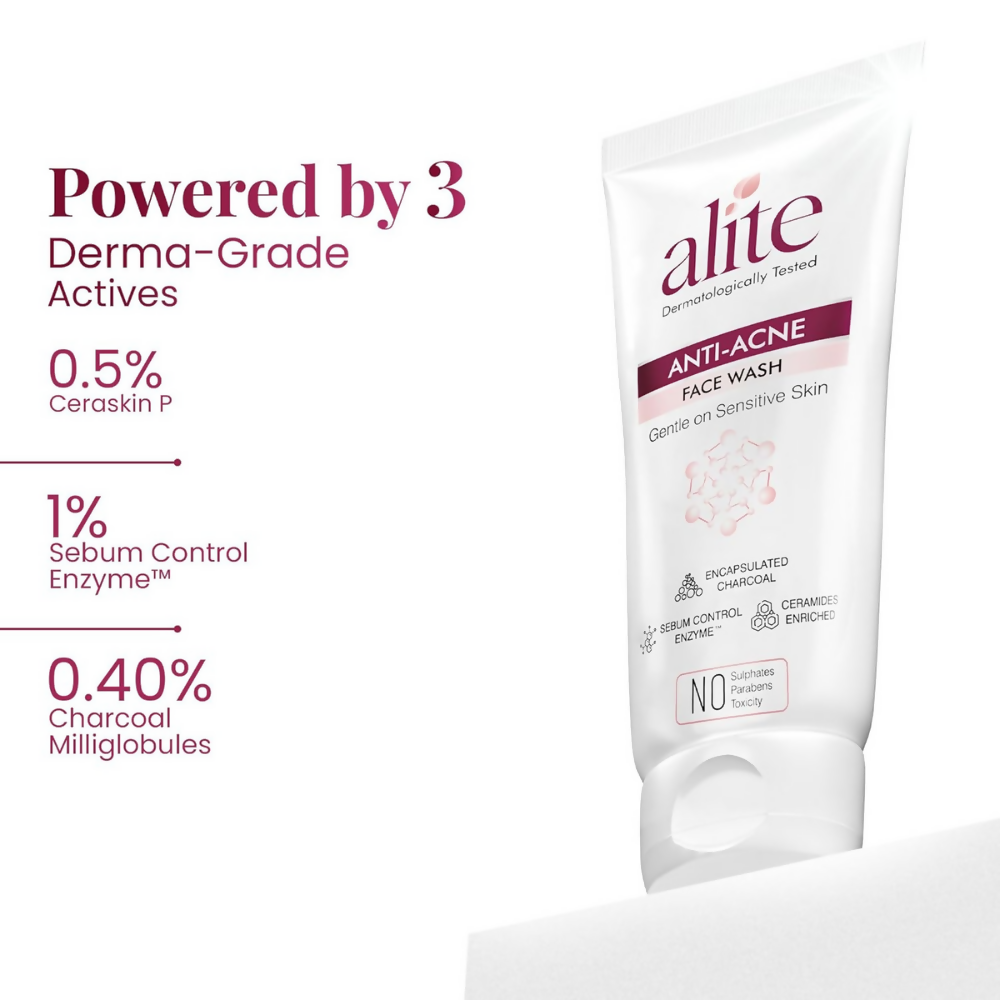 Alite Anti-Acne 5-in-1 Face Wash - Encapsulated Charcoal, Sebum Control Enzyme & Ceramides | Grocsy