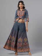 Juniper Women Navy Blue Rayon Printed Clothing Set | Grocsy