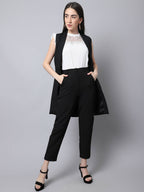 Even Apparels Black Polywool Open Front Women's Long Coat PW668 | Grocsy