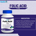 Healthvit Folic Acid 5mg Tablets for Folic acid | Grocsy