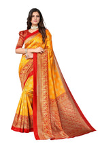 Vamika Yellow Printed Art Silk Saree | Grocsy