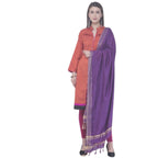 A R Silk Purple Color Golden Border Cotton Dupattas and Chunnis | Grocsy