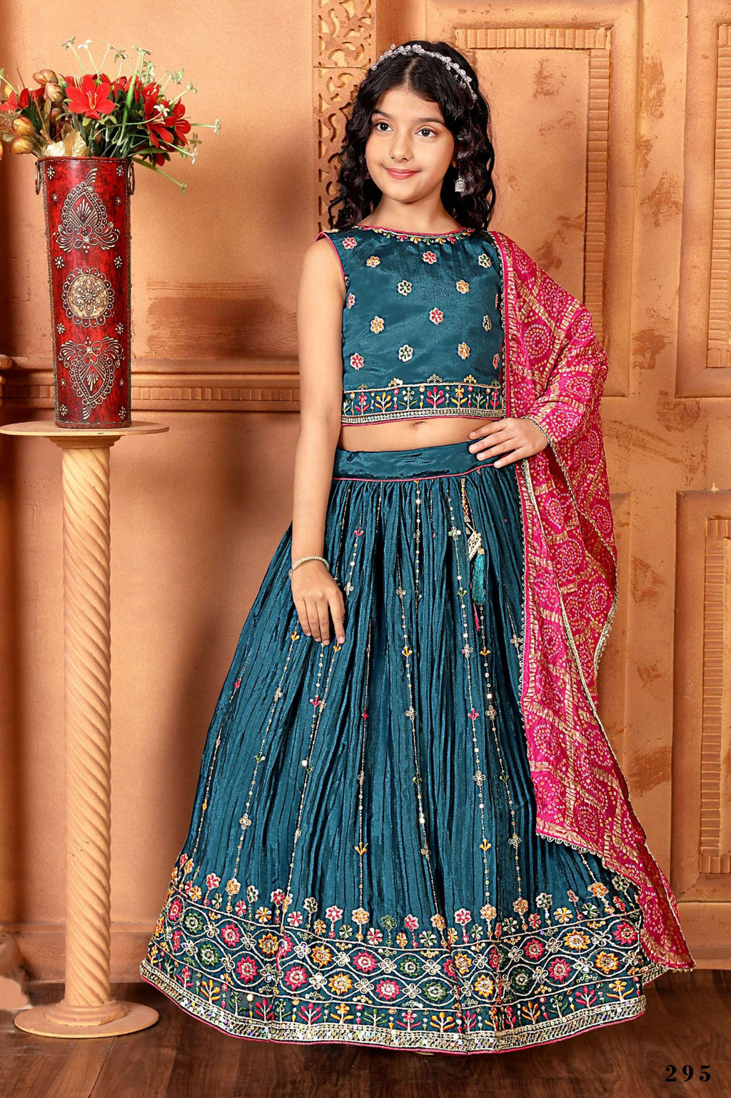 Kids Functional Designer Morepich Chinon Fab Lehenga choli - Aaradhna | Grocsy
