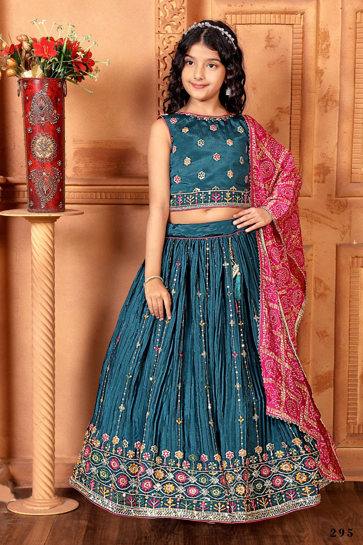 Kids Functional Designer Morepich Chinon Fab Lehenga choli - Aaradhna | Grocsy