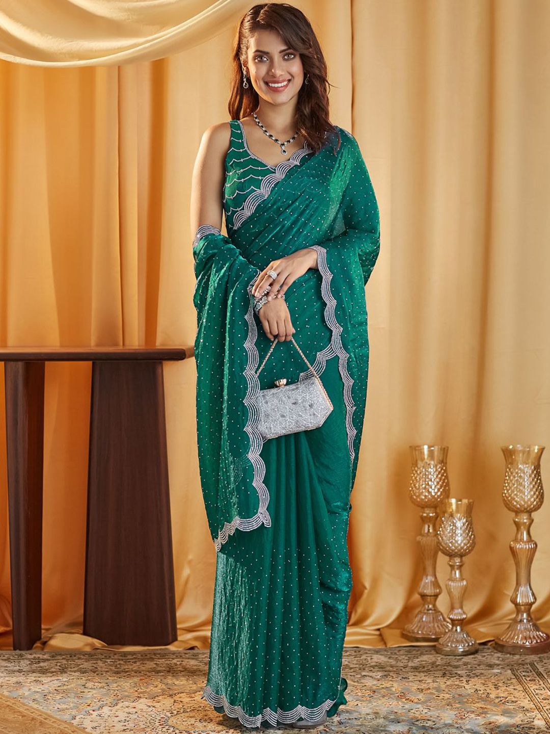 kasee Embellished Beads and Stones Pure Silk Saree | Grocsy