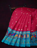 Rani Pink And Blue Printed Semi Soft Silk Kota Saree By Gayathri Reddy Designer Studio | Grocsy
