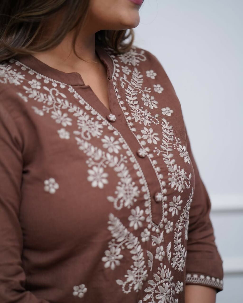 Joban Fashion Brown Kurta Set Rayon Embroidery Sequence Work | Grocsy