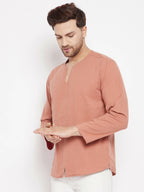 Even Apparels Brown Pure Cotton Men's Kurta With Slit Neckline | Grocsy