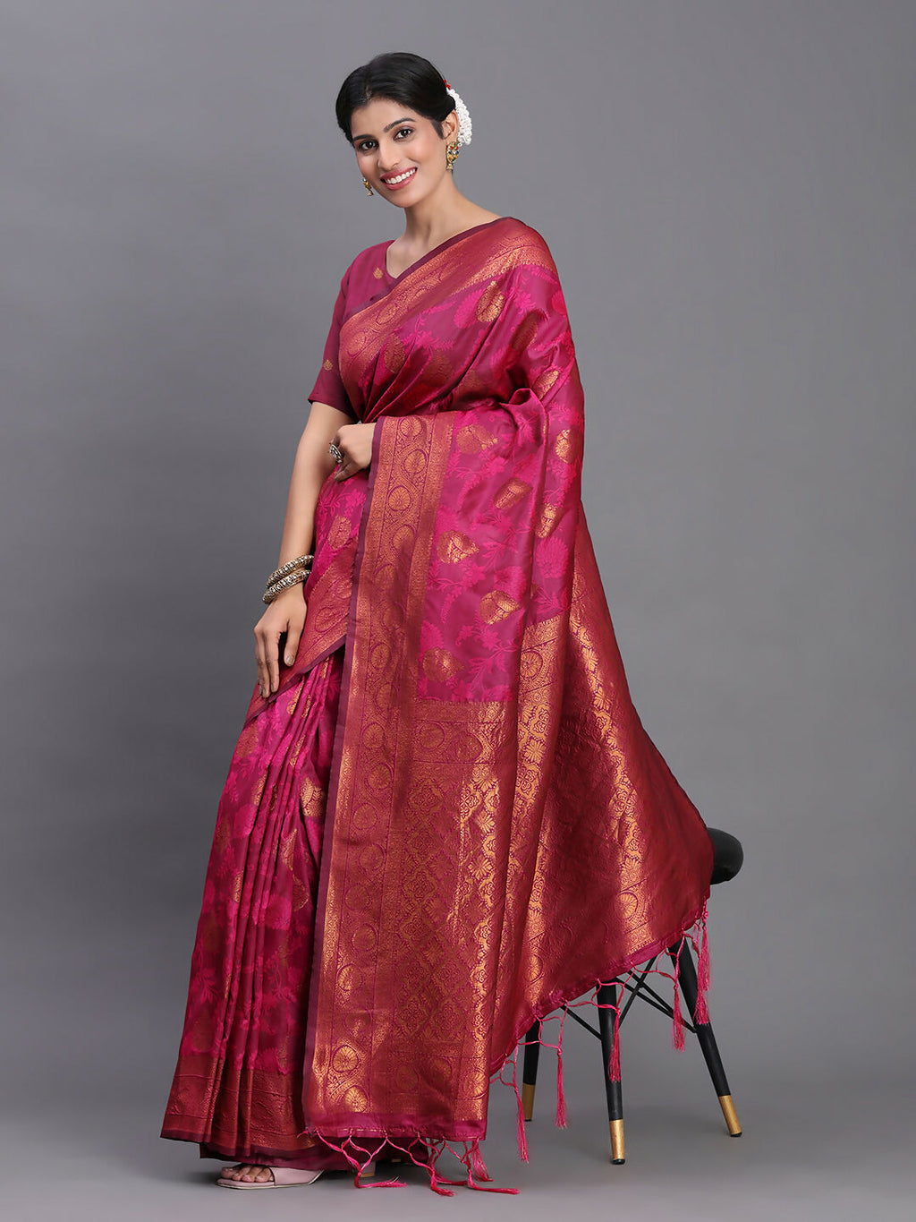 Shree Shyam Fashion Silk Pink Saree | Grocsy
