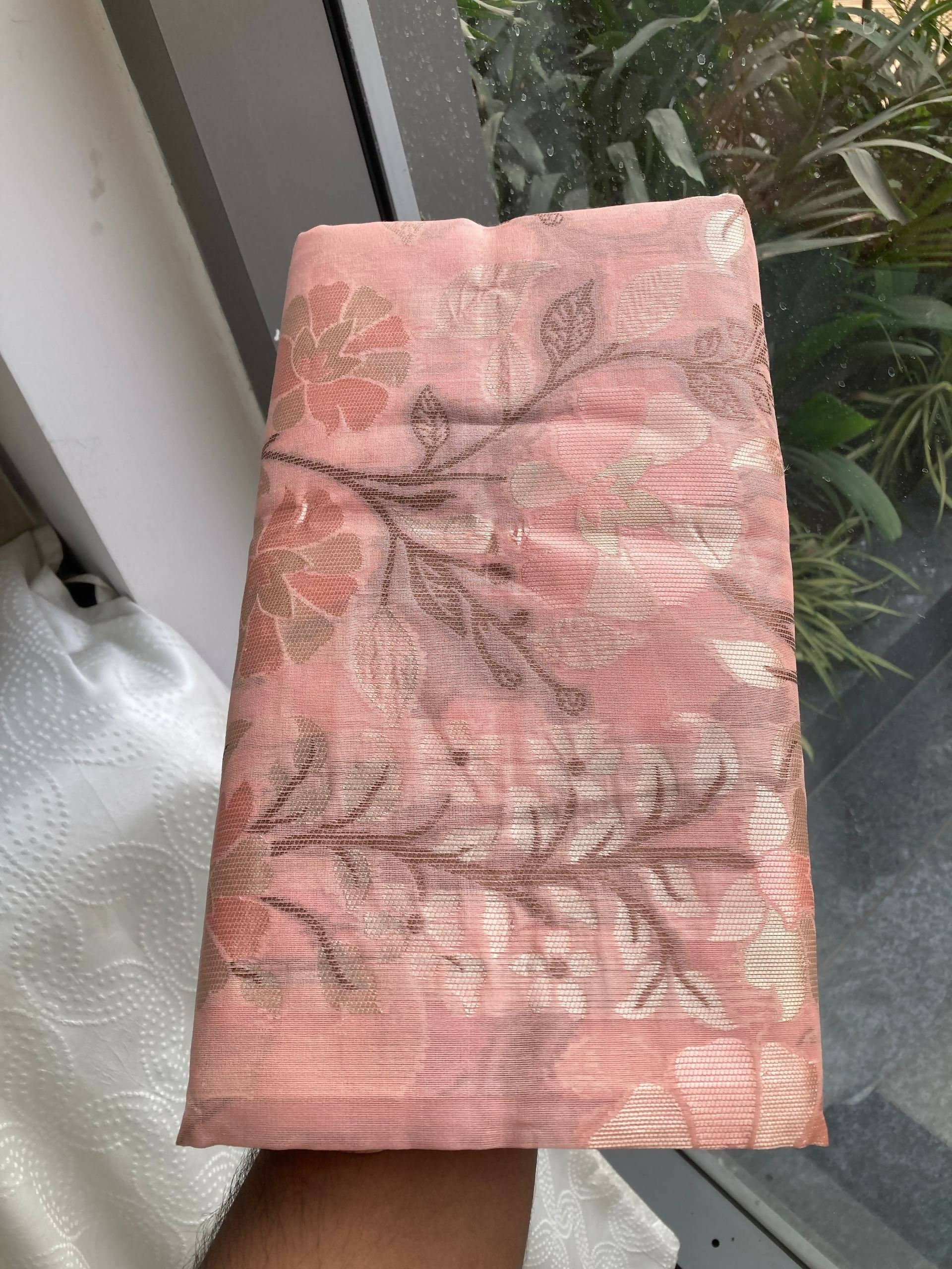 Teeya Creation New Latest Trendy Wedding Wear Pashmina Silk Saree-Peach | Grocsy