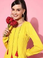 Ahalyaa Women's Traditional wear Ethnic Dress - Mustard | Grocsy