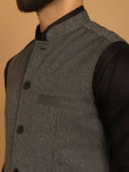 Even Apparels Nehru Jacket With Welt Pockets - Grey | Grocsy