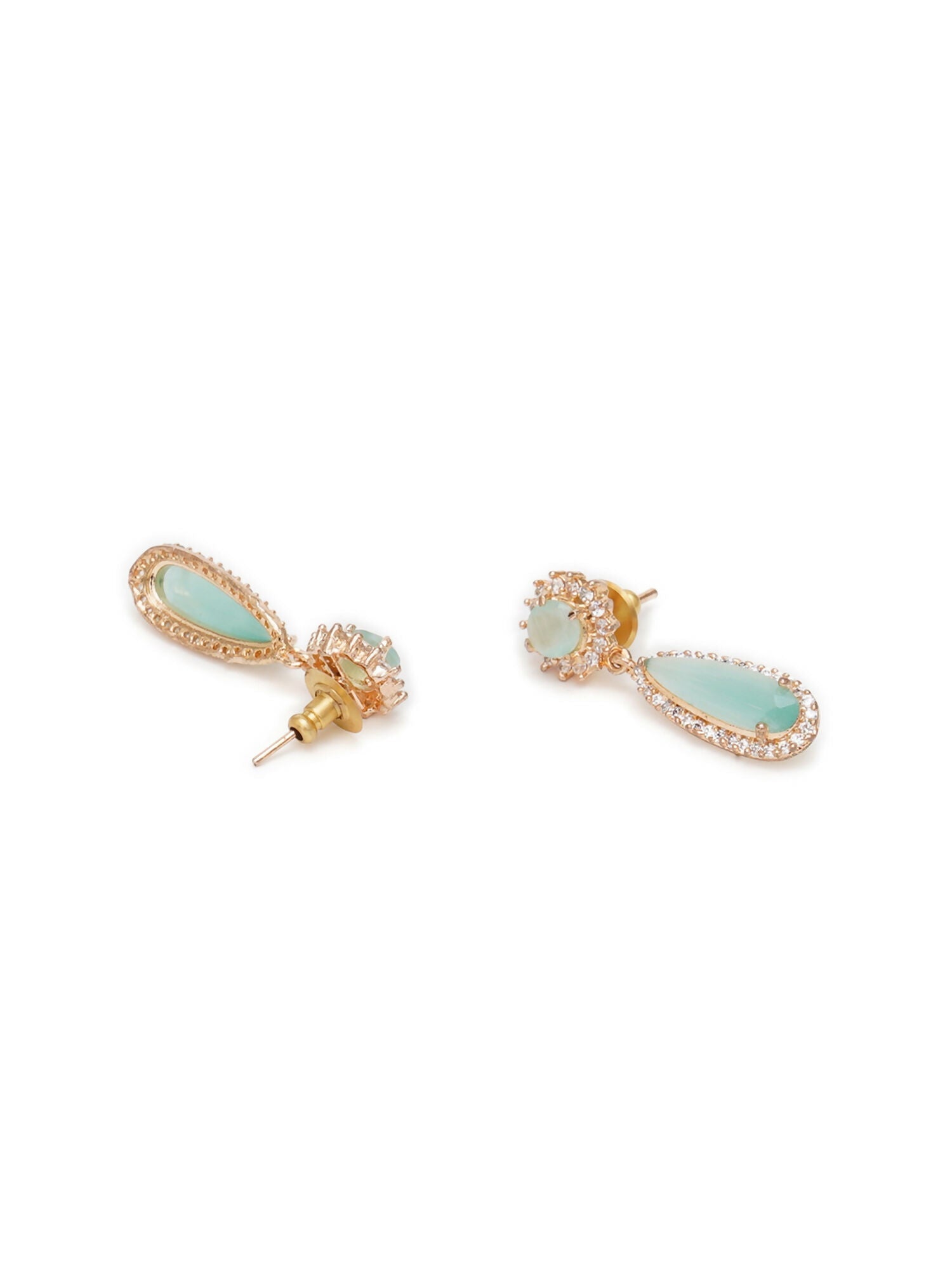 Long kundan earring (Mint green ) - Ruby Raang | Grocsy