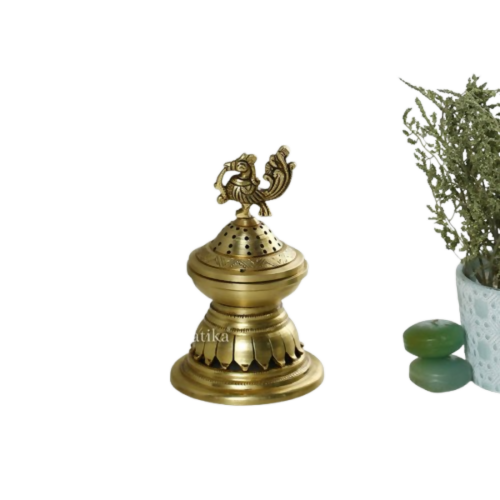 CraftVatika Peacock Shaped Brass Golden Diya For Decoration | Grocsy