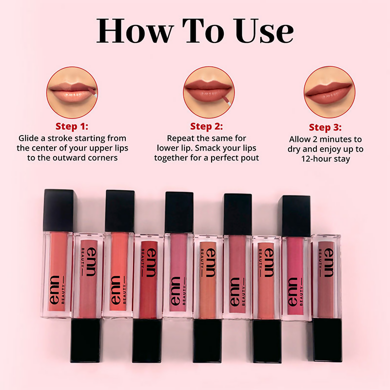 Enn Long-Lasting Liquid Lipstick With Ghee - Full Coverage & Transferproof - Peach Punch | Grocsy