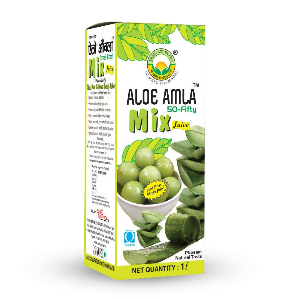 Basic Ayurveda Aloe Amla 50-Fifty Mix Juice | Grocsy