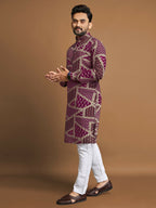 Anaita Purple Printed Cotton Straight Kurta | Grocsy