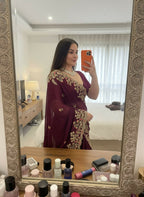 Teeya Creation New Trendy Party Wear Soft Silk Saree-Wine | Grocsy